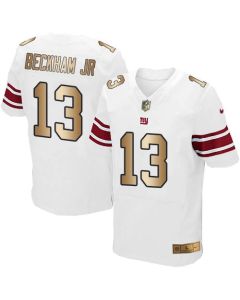 Giants #13 Odell Beckham Jr White Men's Stitched NFL Elite Gold Jersey