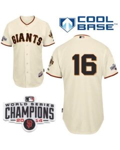 Giants #16 Angel Pagan Cream Cool Base W/2014 World Series Champions Patch Stitched MLB Jersey