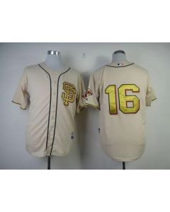 Giants #16 Angel Pagan Cream Gold No. Stitched MLB Jersey