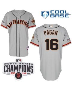 Giants #16 Angel Pagan Grey Cool Base W/2014 World Series Champions Patch Stitched MLB Jersey