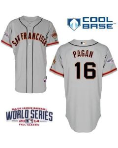 Giants #16 Angel Pagan Grey Cool Base W/2014 World Series Patch Stitched MLB Jersey