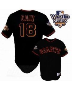 Giants #18 Cain Matt Black Cool Base w/2010 World Series Patch Stitched MLB Jersey