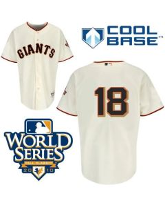 Giants #18 Cain Matt Cream Cool Base w/2010 World Series Patch Stitched MLB Jersey