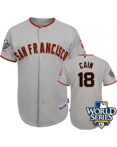 Giants #18 Cain Matt Grey Cool Base w/2010 World Series Patch Stitched MLB Jersey