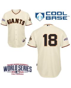 Giants #18 Matt Cain Cream Cool Base W/2014 World Series Patch Stitched MLB Jersey
