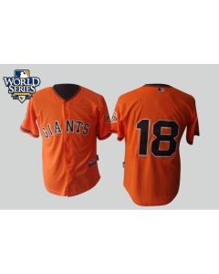 Giants #18 Matt Cain Orange Cool Base w/2010 World Series Patch Stitched MLB Jerseys
