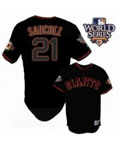 Giants #21 Freddy Sanchez Cool Base 2010 World Series Patch Black Stitched MLB Jersey