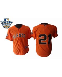 Giants #21 Freddy Sanchez Orange Cool Base w/2010 World Series Patch Stitched MLB jerseys