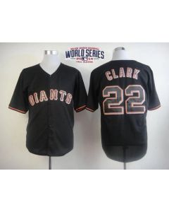 Giants #22 Will Clark Black Fashion W/2014 World Series Patch Stitched MLB Jersey