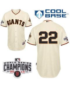 Giants #22 Will Clark Cream Home Cool Base W/2014 World Series Champions Stitched MLB Jersey