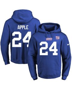 Giants #24 Eli Apple Royal Blue Name & Number Pullover NFL Hoodie