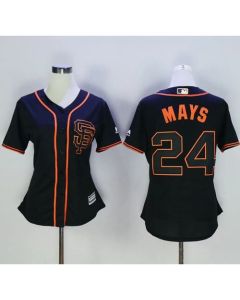 Giants #24 Willie Mays Black Alternate Women's Stitched MLB Jersey