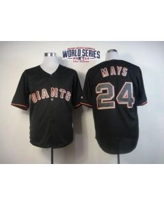 Giants #24 Willie Mays Black Fashion W/2014 World Series Patch Stitched MLB Jersey