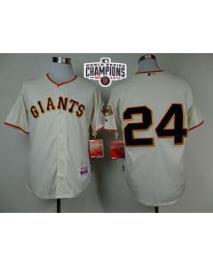 Giants #24 Willie Mays Cream Cool Base W/2014 World Series Champions Patch Stitched MLB Jersey