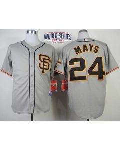Giants #24 Willie Mays Grey Cool Base Road 2 W/2014 World Series Patch Stitched MLB Jersey