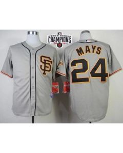 Giants #24 Willie Mays Grey Road 2 Cool Base W/2014 World Series Champions Patch Stitched MLB Jersey