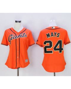 Giants #24 Willie Mays Orange Women's Alternate Stitched MLB Jersey