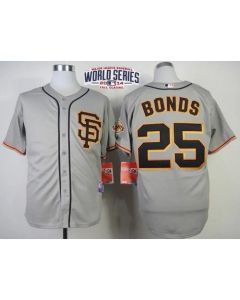 Giants #25 Barry Bonds Grey Cool Base Road 2 W/2014 World Series Patch Stitched MLB Jersey