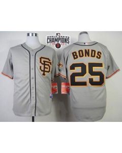 Giants #25 Barry Bonds Grey Road 2 Cool Base W/2014 World Series Champions Patch Stitched MLB Jersey