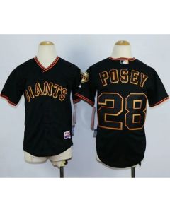 Giants #28 Buster Posey Black Stitched Youth MLB Jersey
