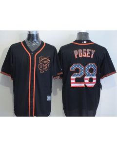 Giants #28 Buster Posey Black USA Flag Fashion Stitched MLB Jersey