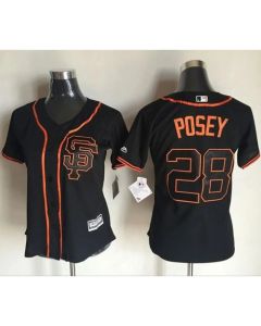 Giants #28 Buster Posey Black Women's Alternate Stitched MLB Jersey