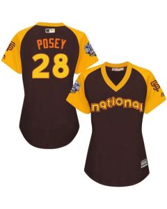 Giants #28 Buster Posey Brown 2016 All-Star National League Women's Stitched MLB Jersey