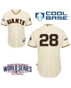 Giants #28 Buster Posey Cream Cool Base W/2014 World Series Patch Stitched MLB Jersey