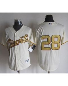 Giants #28 Buster Posey Cream(Gold No.) New Cool Base Stitched MLB Jersey