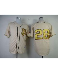 Giants #28 Buster Posey Cream Gold No. Stitched MLB Jersey