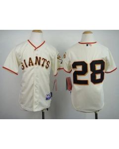 Giants #28 Buster Posey Cream Stitched Youth MLB Jersey