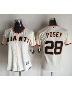 Giants #28 Buster Posey Cream Women's Home Stitched MLB Jersey