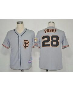 Giants #28 Buster Posey Grey Cool Base 2012 Road 2 Stitched MLB Jersey