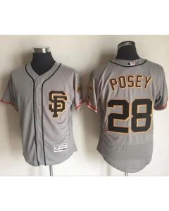 Giants #28 Buster Posey Grey Flexbase Authentic Collection Road 2 Stitched MLB Jersey