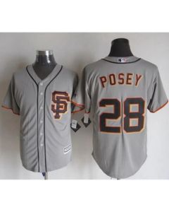 Giants #28 Buster Posey Grey Road 2 New Cool Base Stitched MLB Jersey