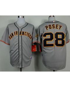 Giants #28 Buster Posey Grey Road Cool Base Stitched MLB Jersey
