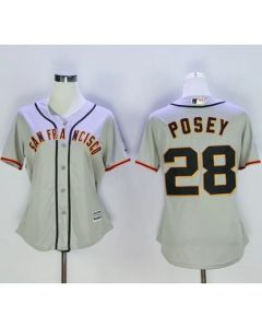 Giants #28 Buster Posey Grey Women's Road Stitched MLB Jersey