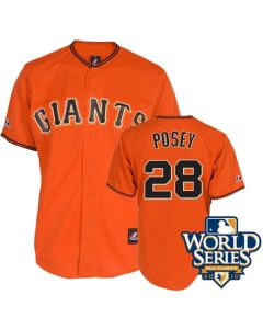 Giants #28 Buster Posey Orange Cool Base w/2010 World Series Patch Stitched MLB Jersey