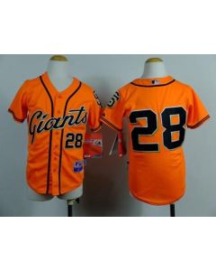 Giants #28 Buster Posey Orange Stitched Youth MLB Jersey