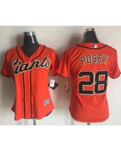 Giants #28 Buster Posey Orange Women's Alternate Stitched MLB Jersey