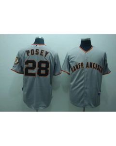 Giants #28 Buster Posey Stitched Grey MLB Jersey