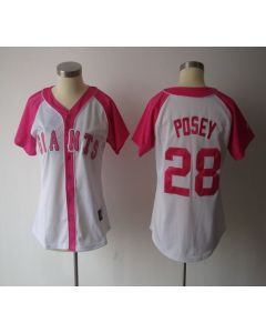 Giants #28 Buster Posey White/Pink Women's Splash Fashion Stitched MLB Jersey