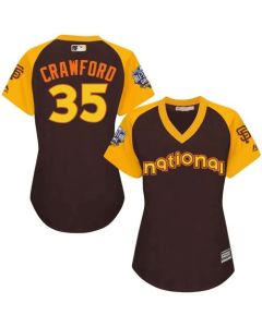 Giants #35 Brandon Crawford Brown 2016 All-Star National League Women's Stitched MLB Jersey