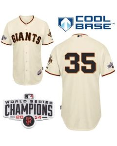Giants #35 Brandon Crawford Cream Cool Base W/2014 World Series Champions Patch Stitched MLB Jersey
