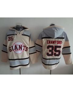 Giants #35 Brandon Crawford Cream Sawyer Hooded Sweatshirt MLB Hoodie