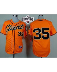 Giants #35 Brandon Crawford Orange Alternate Cool Base W/2014 World Series Champions Stitched MLB Jersey