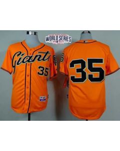 Giants #35 Brandon Crawford Orange Alternate Cool Base W/2014 World Series Patch Stitched MLB Jersey