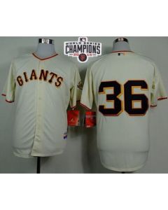 Giants #36 Gaylord Perry Cream Home Cool Base W/2014 World Series Champions Stitched MLB Jersey