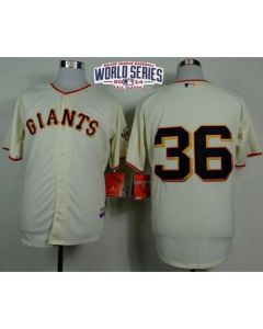 Giants #36 Gaylord Perry Cream Home Cool Base W/2014 World Series Patch Stitched MLB Jersey
