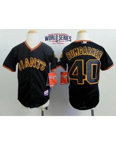Giants #40 Madison Bumgarner Black Cool Base W/2014 World Series Patch Stitched Youth MLB Jersey